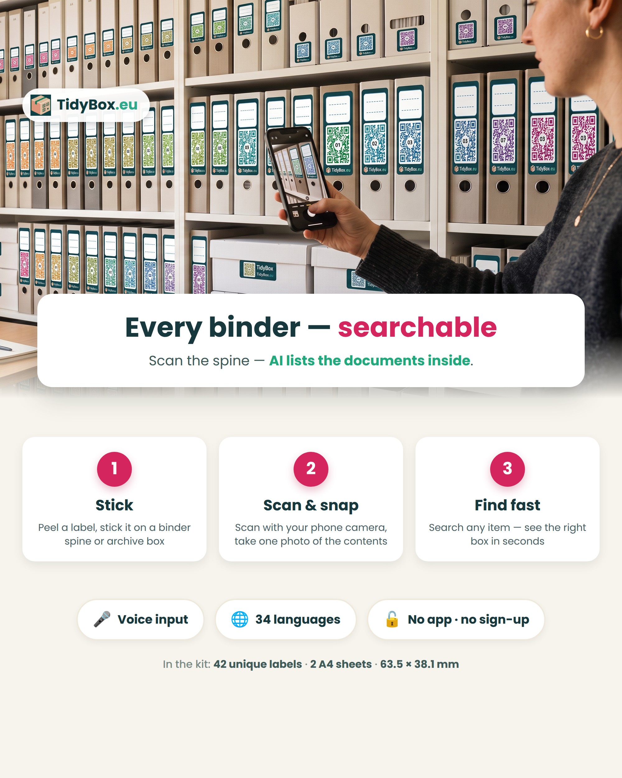 Smart QR Code Labels – AI Photo Inventory for Binders, Document Archive, Pantry & Shoe Boxes — Photo 3