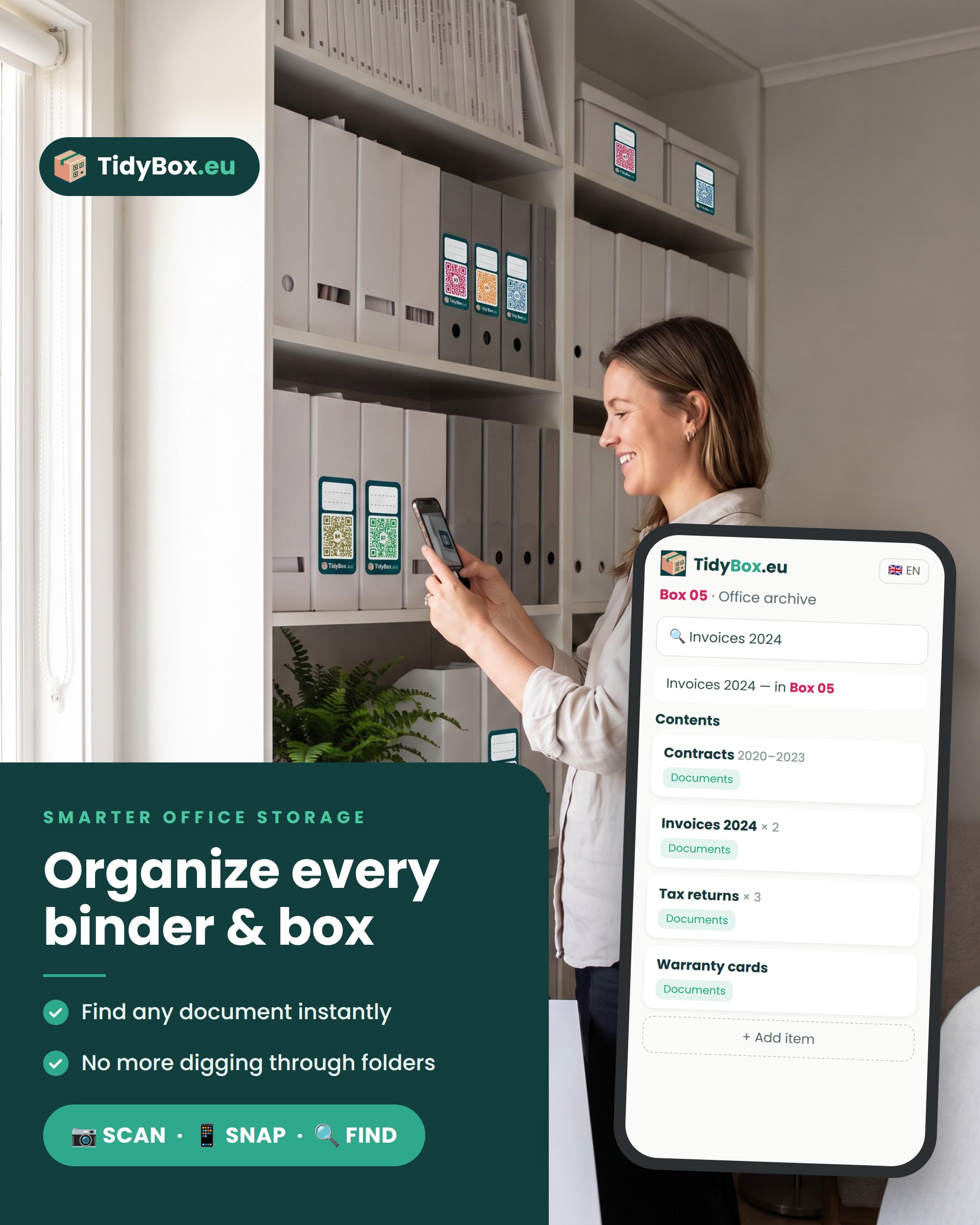 Smart QR Code Labels – AI Photo Inventory for Binders, Document Archive, Pantry & Shoe Boxes — Photo 5