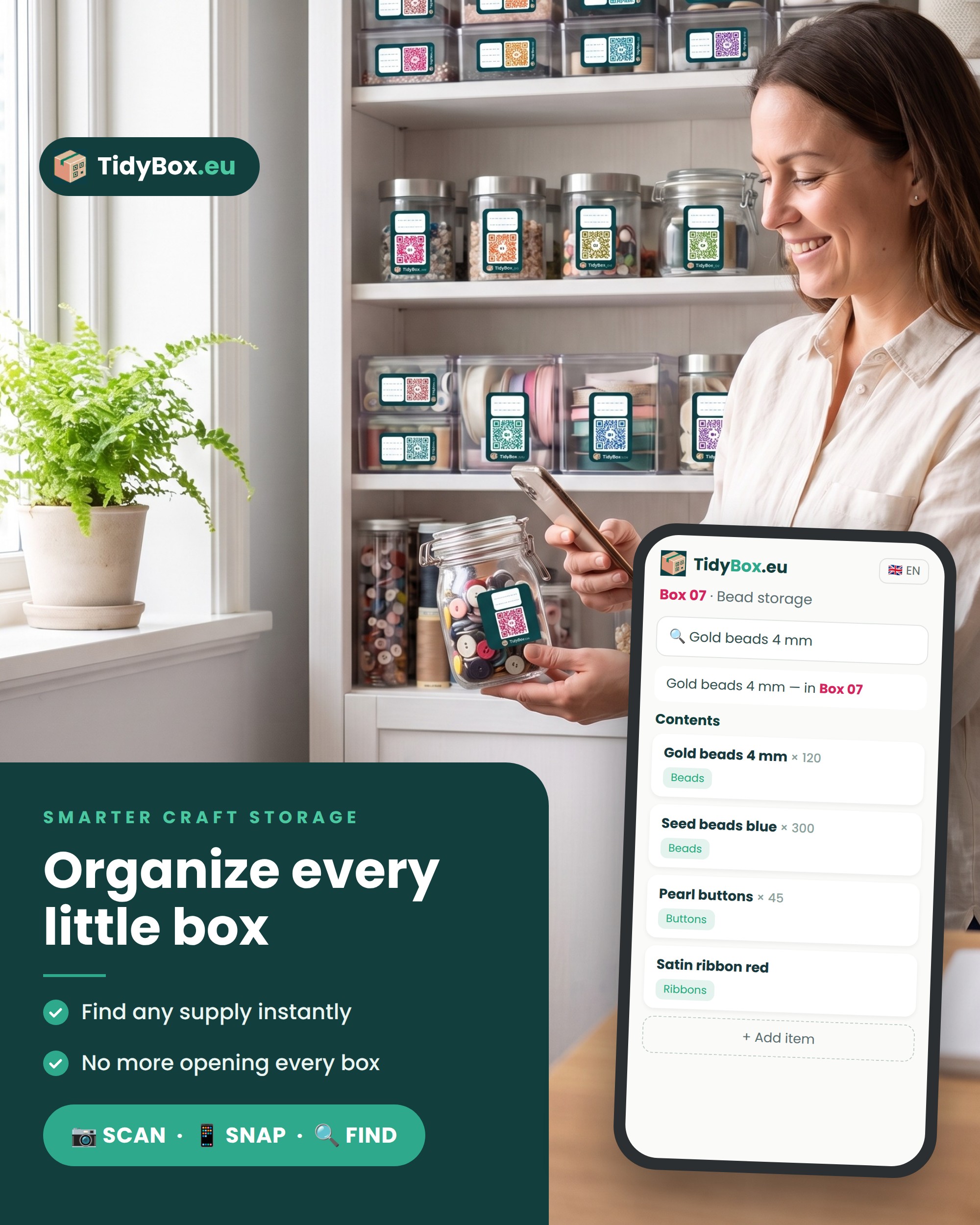 Smart QR Labels for Craft Storage – AI Inventory Stickers (80 Count) — Photo 5