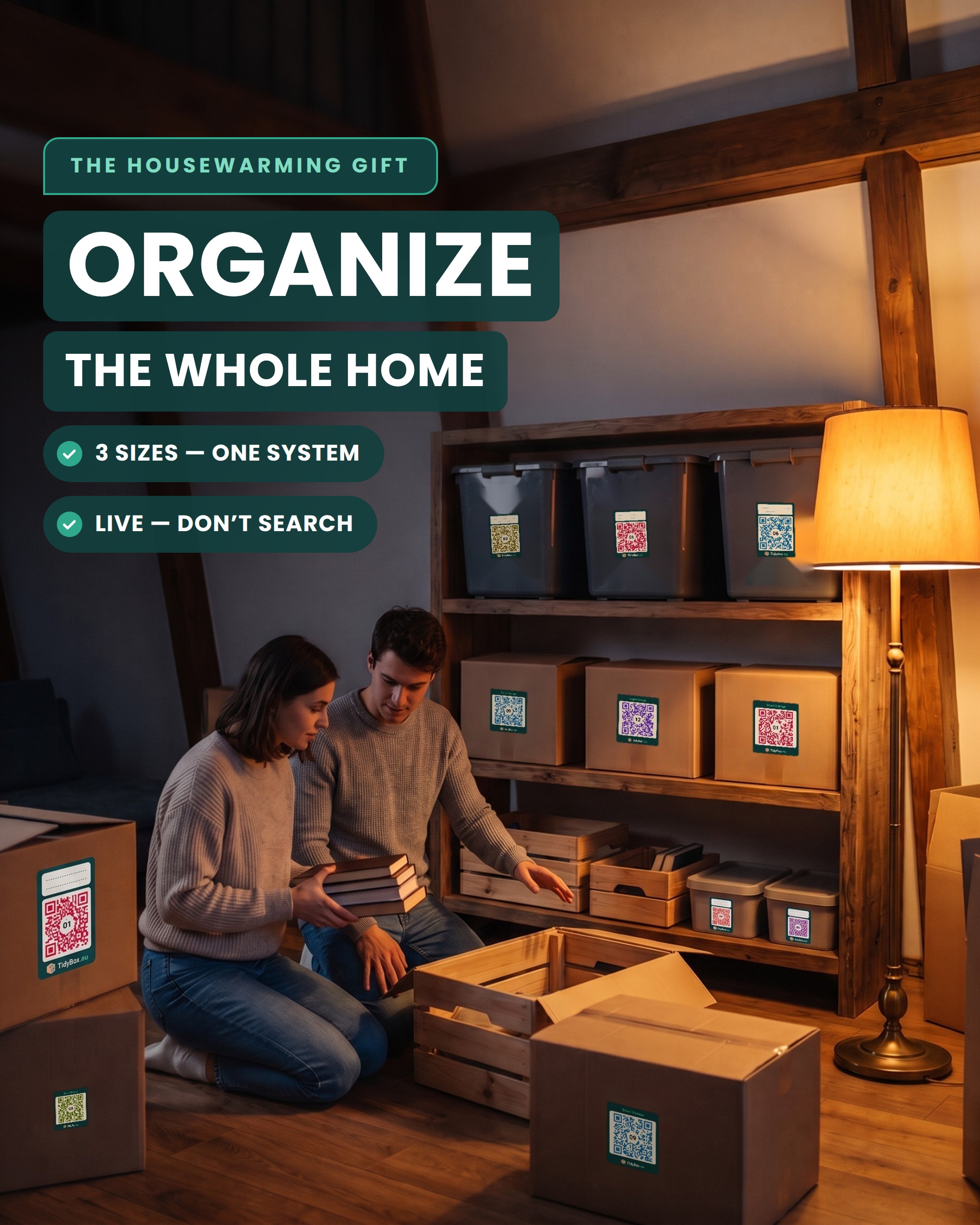 Smart QR Storage Labels – Whole Home Mix Kit, 72 Stickers, 3 Sizes — Photo 6