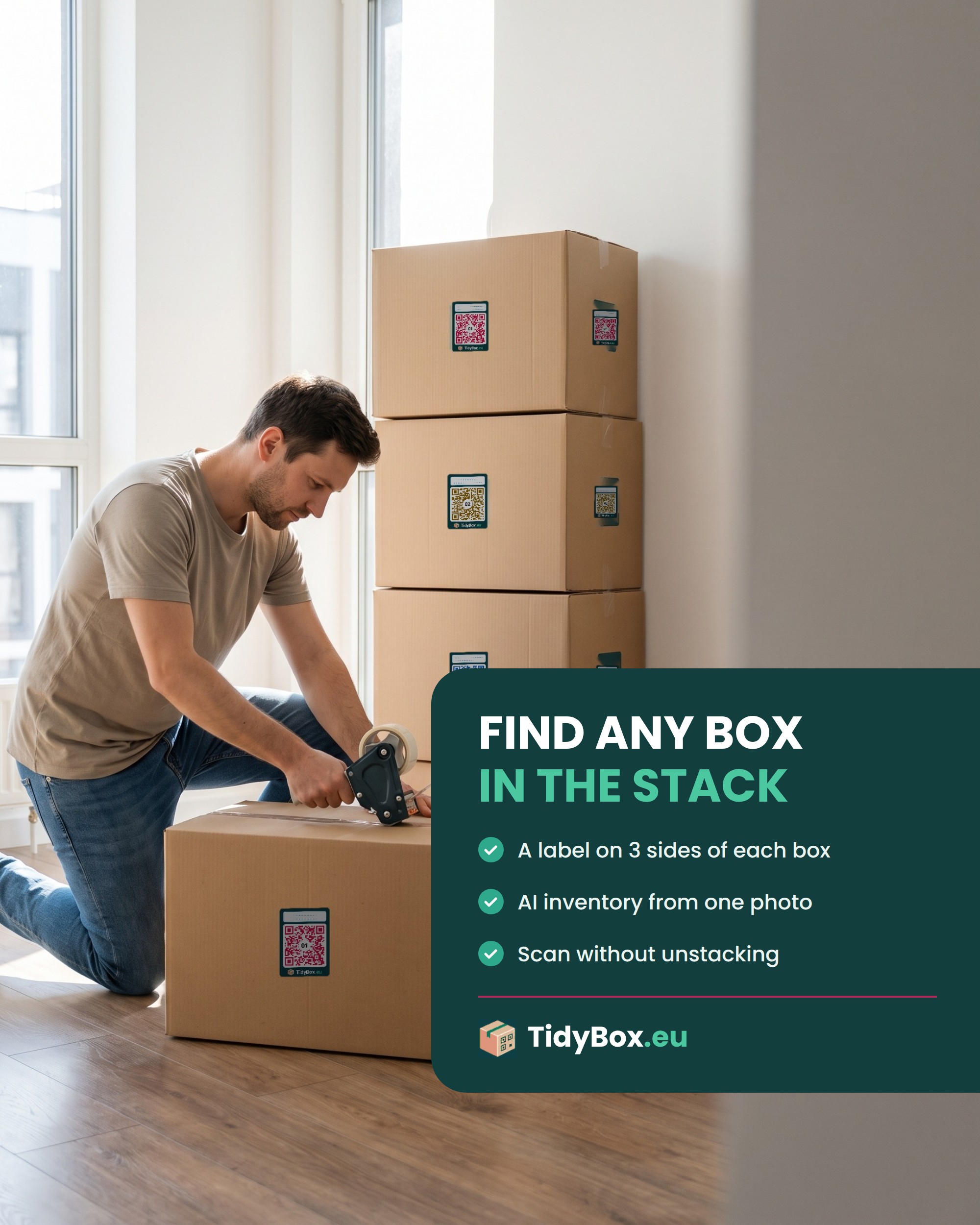 Smart QR Moving Box Labels – AI Photo Inventory Kit (10 Boxes) — Photo 4